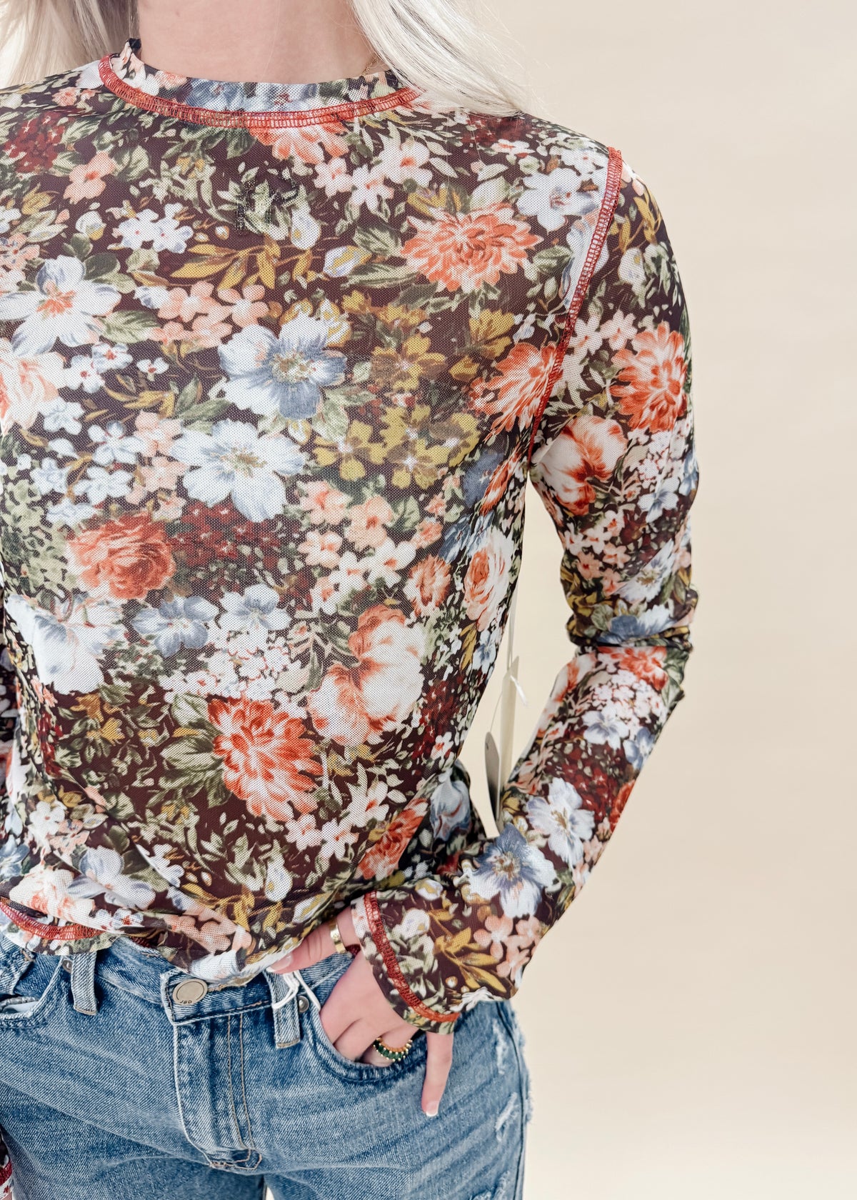 FLORAL MESH TOP