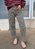 LEOPARD VERVET BARREL JEAN
