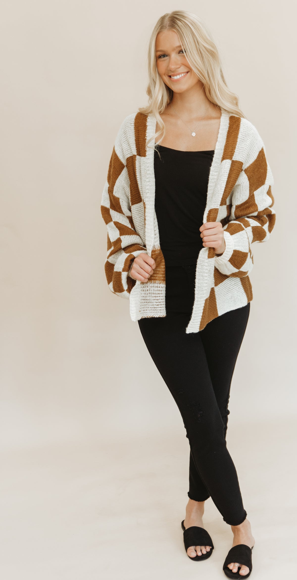 BE BOLD CHECKERED CARDIGAN