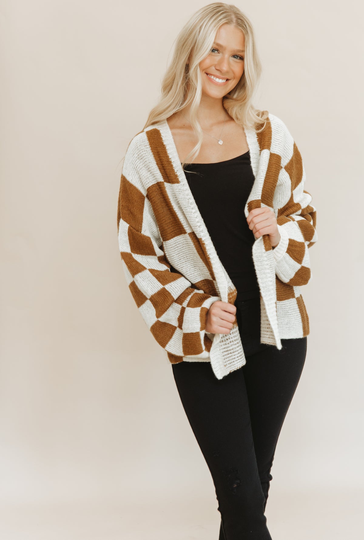 BE BOLD CHECKERED CARDIGAN