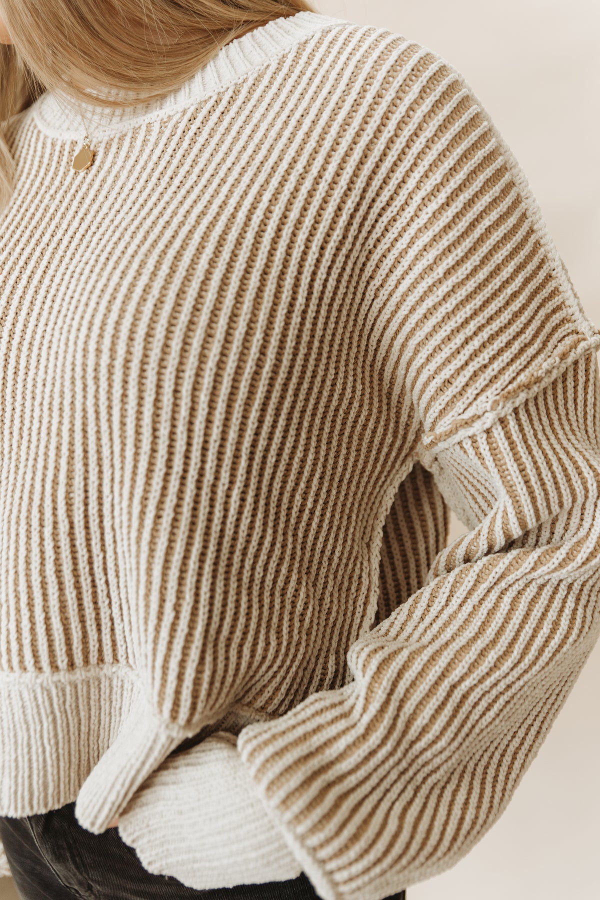 STRIPED TWO TONE SWEATER