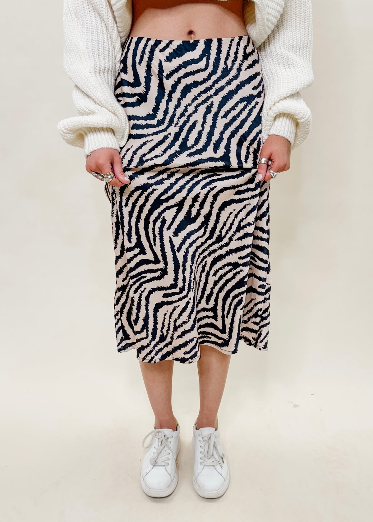 ZEBRA SATIN SKIRT