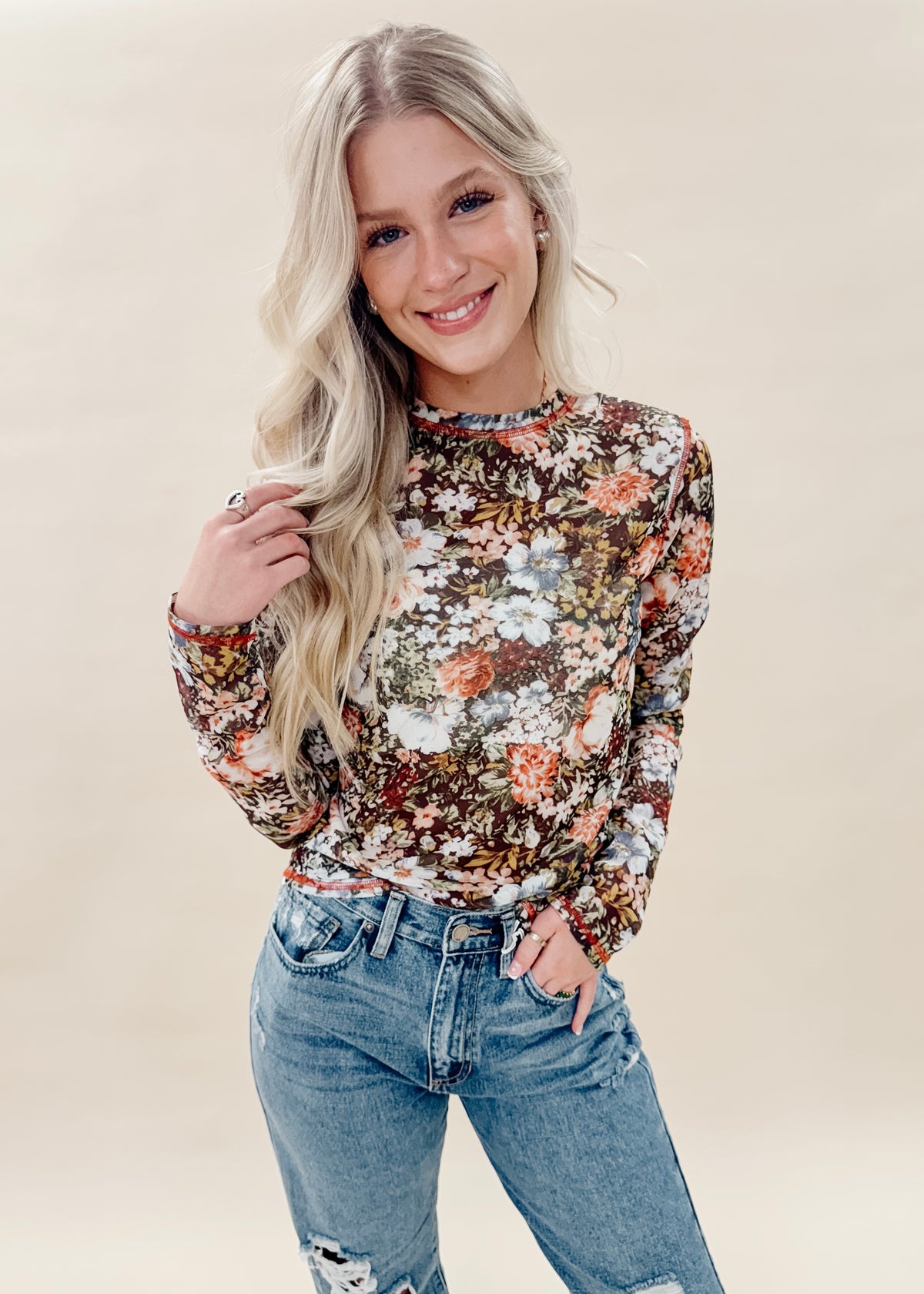 FLORAL MESH TOP