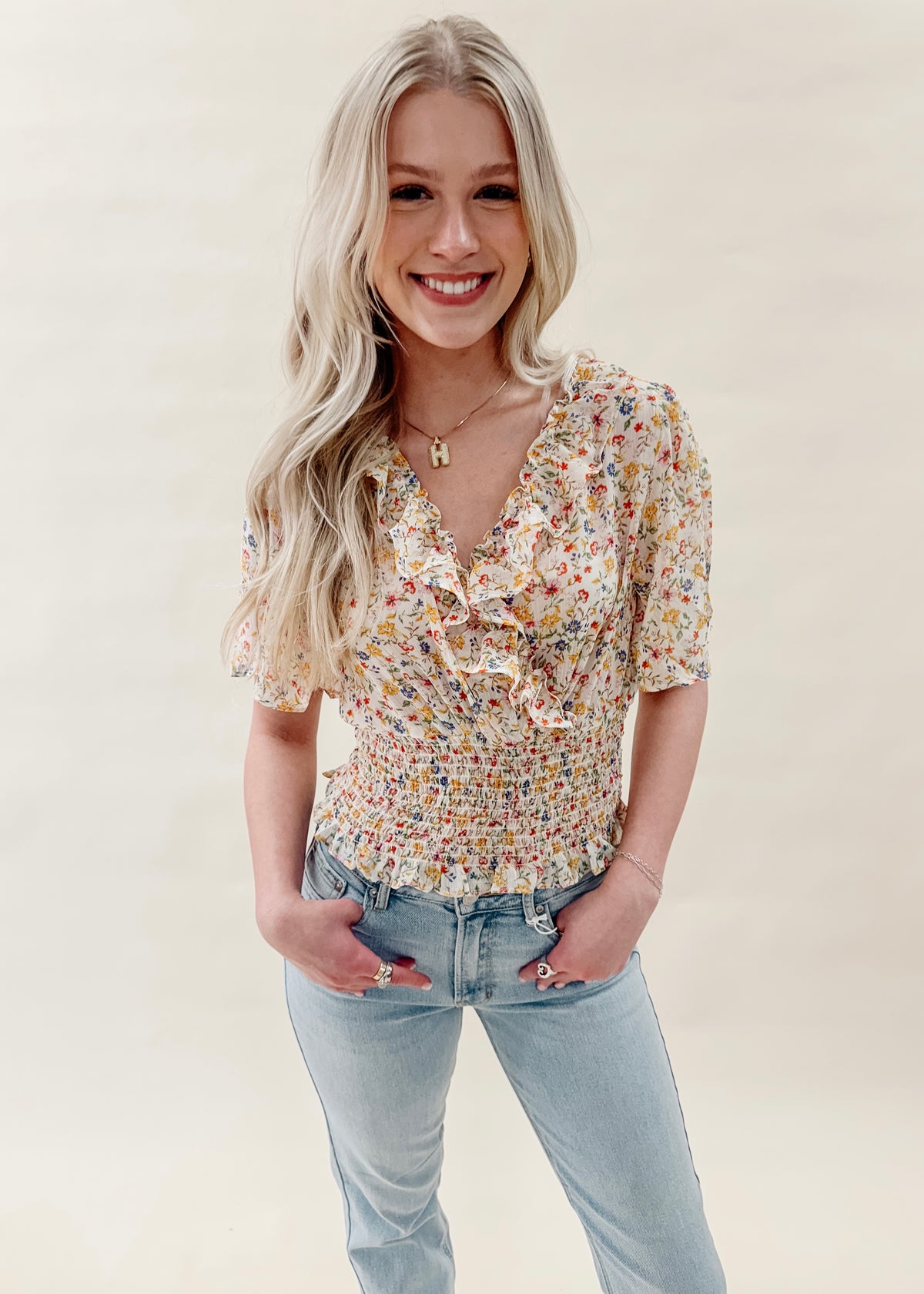 FLORAL RUFFLE TOP