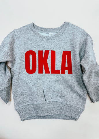 RED OKLA SWEATSHIRT- TODDLER