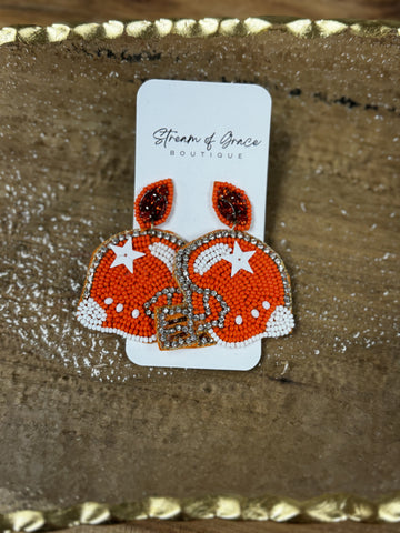 ORANGE HELMET EARRINGS